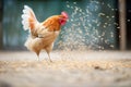 action shot of hen pecking at grain Royalty Free Stock Photo