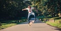 Action shot of a skateboarder skating, doing tricks and jumping Royalty Free Stock Photo