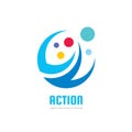 Action - vector business logo template concept illustration. Abstract shapes. Positive geometric sign in optimism style.