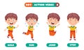 Action Verbs For Children Education Royalty Free Stock Photo