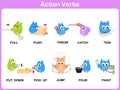 Action Verbs Picture Dictionary (Activity) for kids Royalty Free Stock Photo