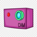 Action video digital camera icon, cartoon style