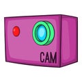 Action video digital camera icon, cartoon style