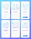 Actions outside and at home blue gradient mobile app screen set