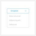 Activated droplist UI element template Royalty Free Stock Photo