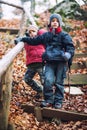 Active boys hiking Royalty Free Stock Photo