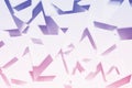 Active bright dynamic abstract pattern of paper triangles in shining light with sharp shadows, corners in saturated purple. Royalty Free Stock Photo