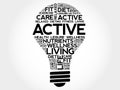 ACTIVE bulb word cloud collage Royalty Free Stock Photo