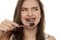 Active charcoal tooth paste Royalty Free Stock Photo