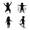 Active Children Silhouettes Set Royalty Free Stock Photo