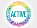 ACTIVE circle stamp word cloud Royalty Free Stock Photo