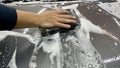 active contactless foam auto shampoo on the car