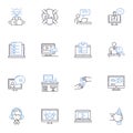 Active corporation line icons collection. Vigorous, Energetic, Dynamic, Agile, Robust, Determined, Piering vector and