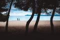 Active couple train in the morning. Running sport photo, morning exercise, motivation. Playa de Muro, Spain