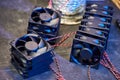 Active CPU Cooler..Computer fan parts lye on the table Royalty Free Stock Photo