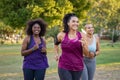 Active curvy women jogging