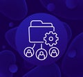 active directory icon with users, line vector