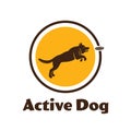 Active dog logotype. Dog silhouette on white background. Agility dog for your design.