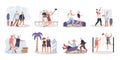 Active elderly couple enjoying life, vector illustration