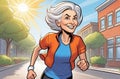 active elderly ladies doing sports on natural background, active lifestyle, healthy ageing