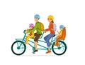 Active family trip with tandem bike