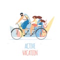 Active Family Vacation on Bicycle Flat Banner