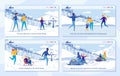 Active Family Winter Holidays with Sport Activity. Royalty Free Stock Photo