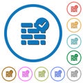 Active firewall icons with shadows and outlines Royalty Free Stock Photo
