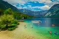 Active friends kayaking and paddling on the sup boards, Slovenia Royalty Free Stock Photo