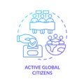 Active global citizens blue gradient concept icon Royalty Free Stock Photo