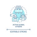 Active global citizens turquoise concept icon Royalty Free Stock Photo