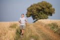 Active handsome senior man nordic walking outdoors Royalty Free Stock Photo