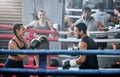 Active, healthy and fit diverse boxing group training and working out together in a gym. Sports group doing a strength Royalty Free Stock Photo