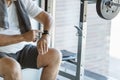 Active senior exercising in a gym Royalty Free Stock Photo