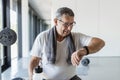 Active senior exercising in a gym Royalty Free Stock Photo