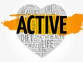 ACTIVE heart word cloud collage Royalty Free Stock Photo