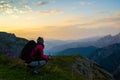 Active hiker woman in Italian Dolomites