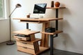 Active Home Office with Standing Desk - AI Generated