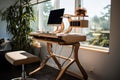 Active Home Office with Standing Desk - AI Generated