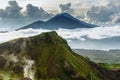 Active Indonesian volcano Batur in the tropical island Bali. Indonesia. Batur volcano sunrise serenity. Dawn sky at