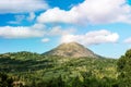 Active Indonesian volcano Batur on the tropical island of Bali. View of great volcano Batur. Beautiful landscape. Royalty Free Stock Photo