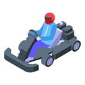 Active kart driver icon isometric vector. Fast cart lap