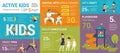 Active kids infographics vector illustration of children classes