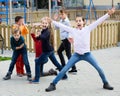 Active kids playing outdoors Royalty Free Stock Photo
