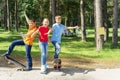 Active kids skateboarding Royalty Free Stock Photo