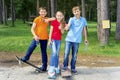 Active kids skateboarding Royalty Free Stock Photo