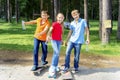 Active kids skateboarding Royalty Free Stock Photo