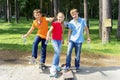 Active kids skateboarding Royalty Free Stock Photo