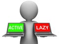 Active Lazy Laptops Show Action Or Inaction Royalty Free Stock Photo