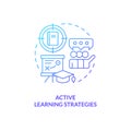 Active learning strategy blue gradient concept icon